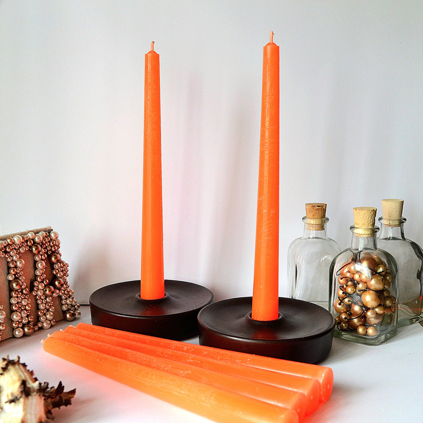 Neon taper candles. Set o 6 decorative candles sticks. Bright Hot Pink Orange Green Yellow Dinner candles 8 1/2" or 11"