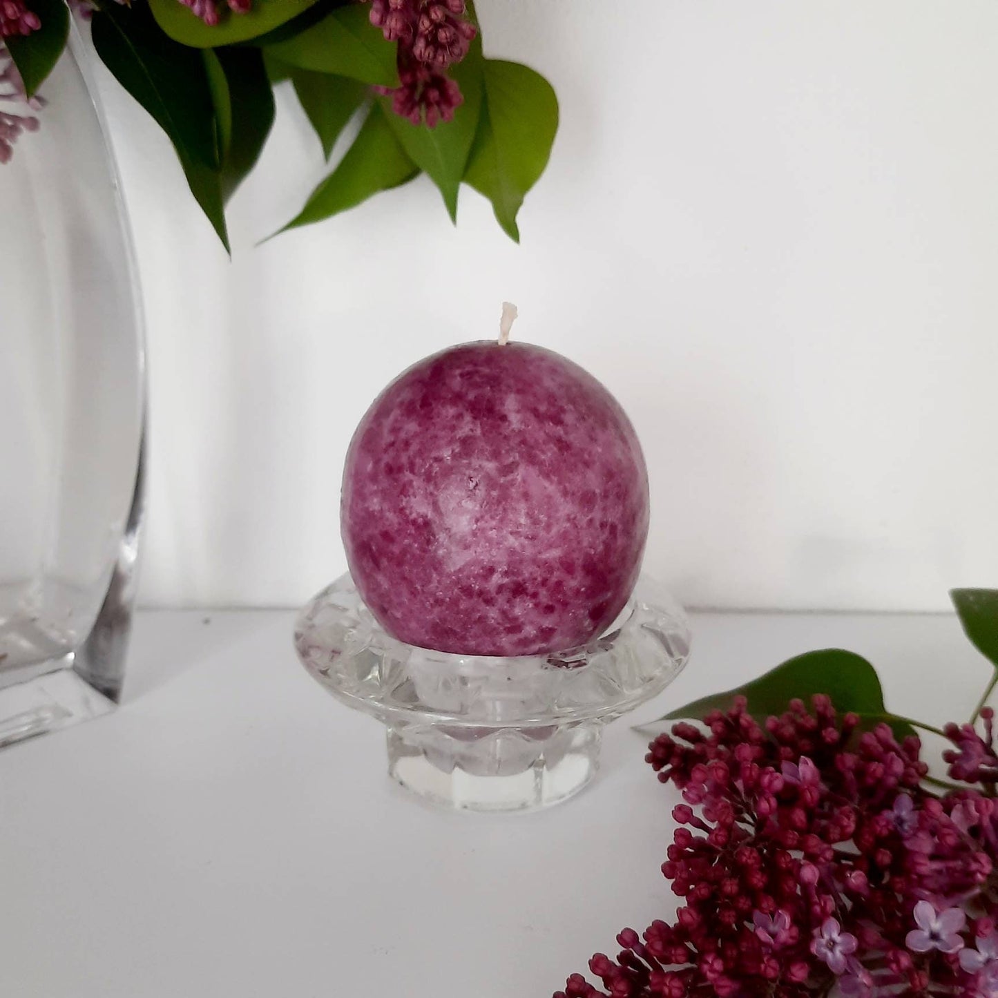 Purple pillar candles. Unique decorftive candles. Deep purple candles. Homemade candles. Magenta candle