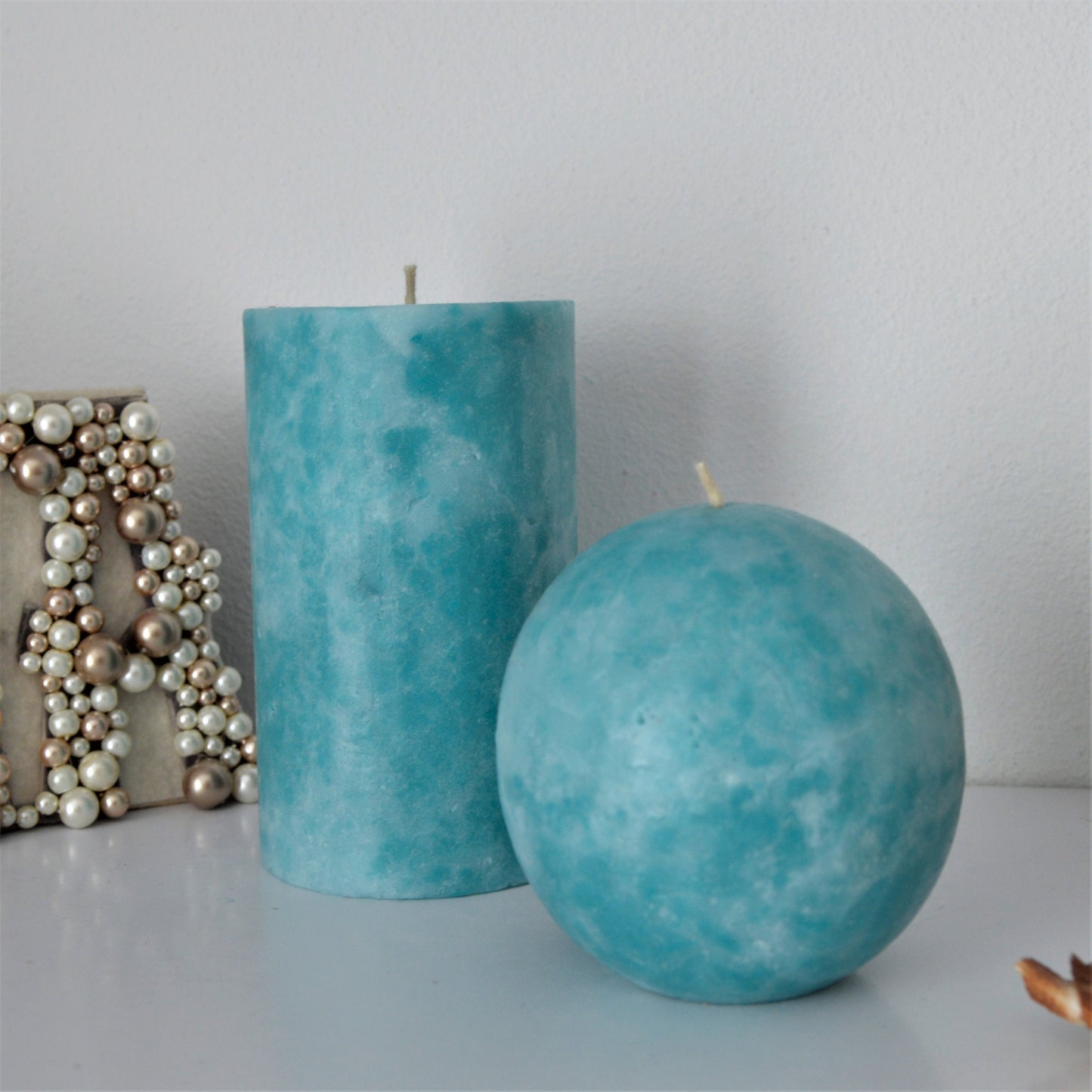 Aqua Pillar Candle – Light Teal Decorative Candle for Summer Vibes, Coastal Decor, or a Fresh Seasonal Gift