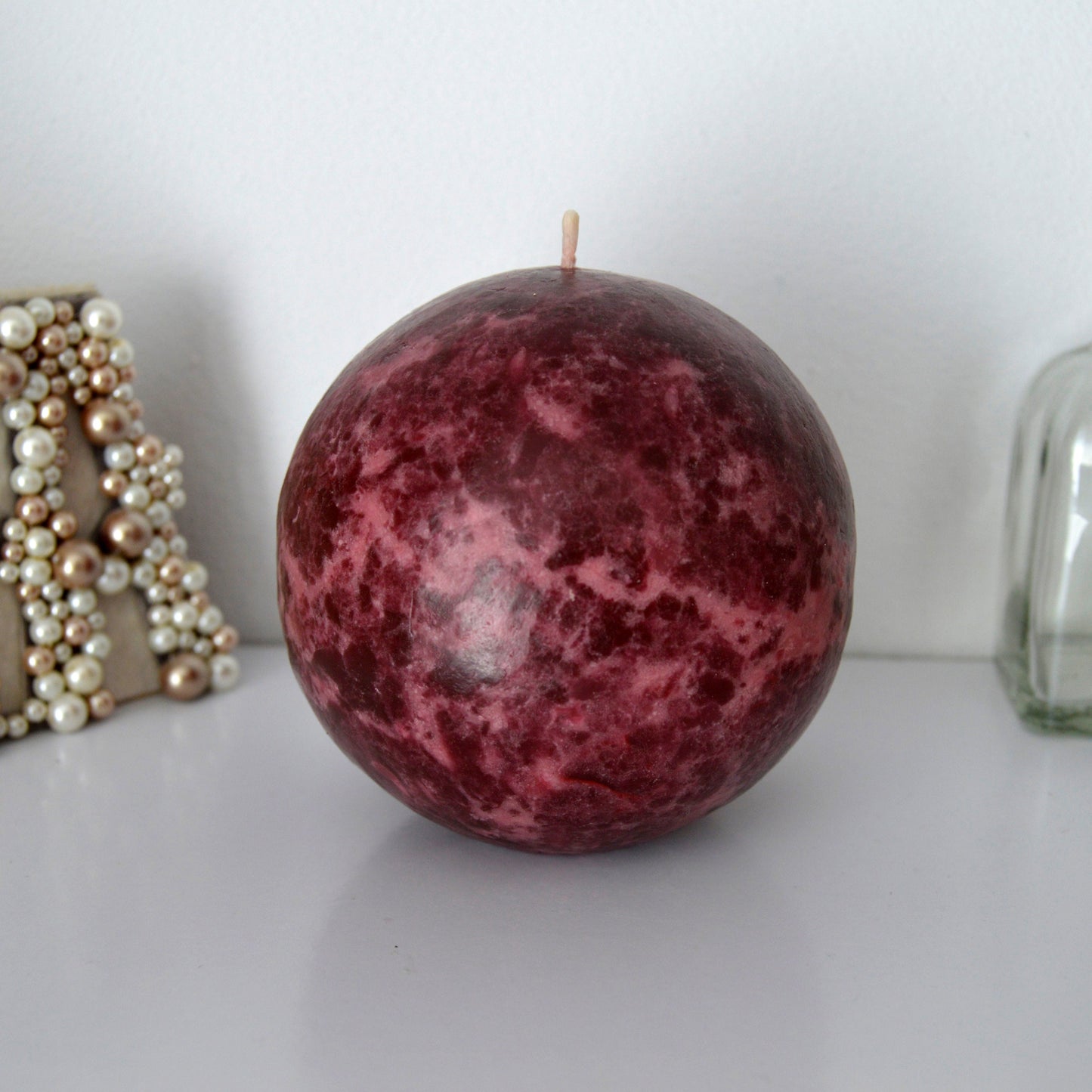 Burgundy decorative candles. Unique pillar candles for home decor. Choose a size