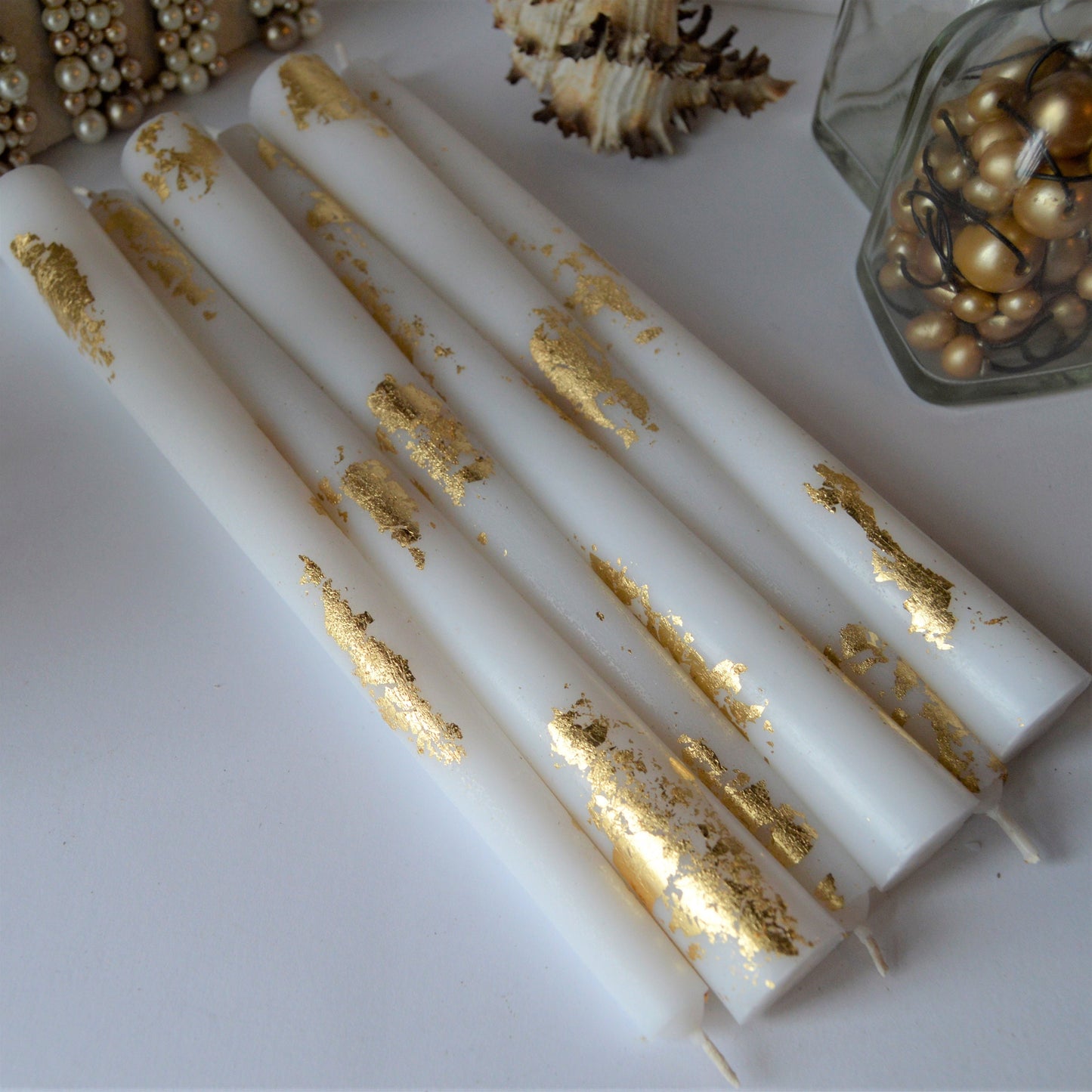 White Taper candles. Set o 6 decorative candles sticks. Dinner candles 8 1/2" or 11"
