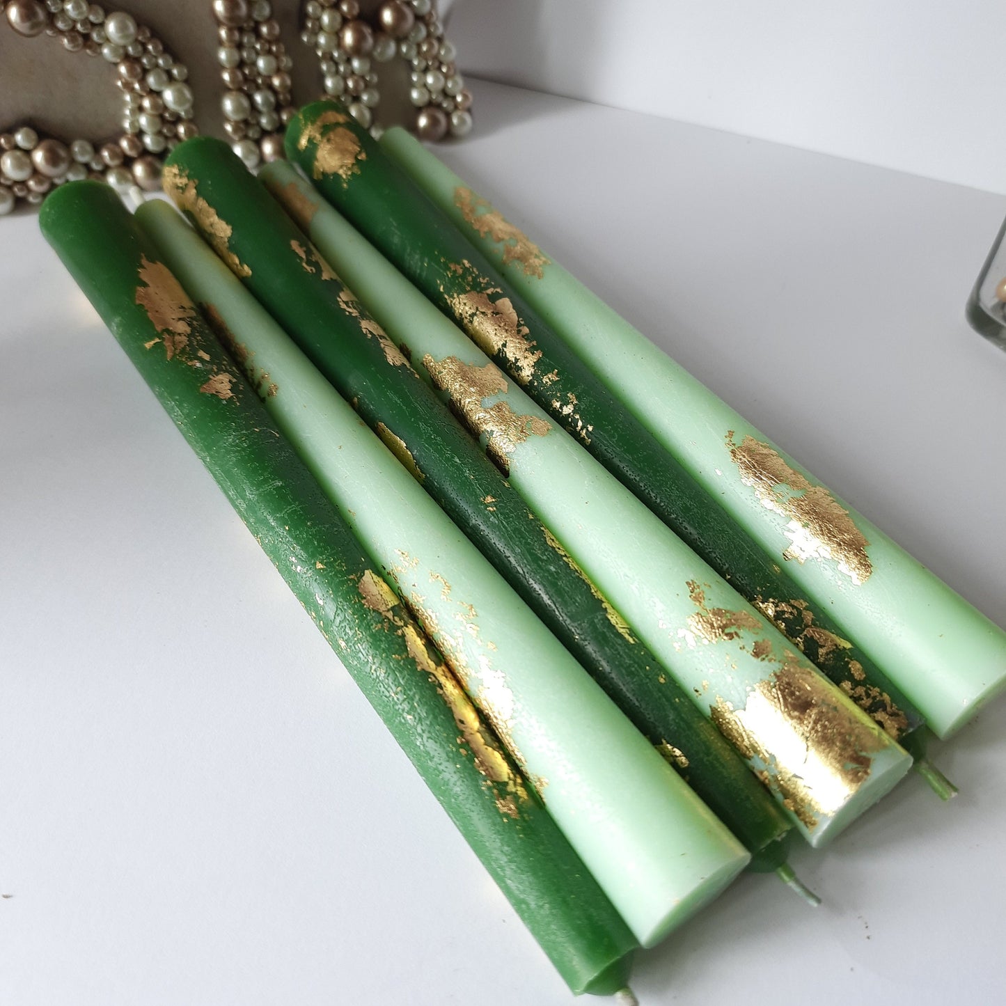 Emerald green Taper candles. Set o 6 decorative candles sticks. Dinner candles 8 1/2" or 11"