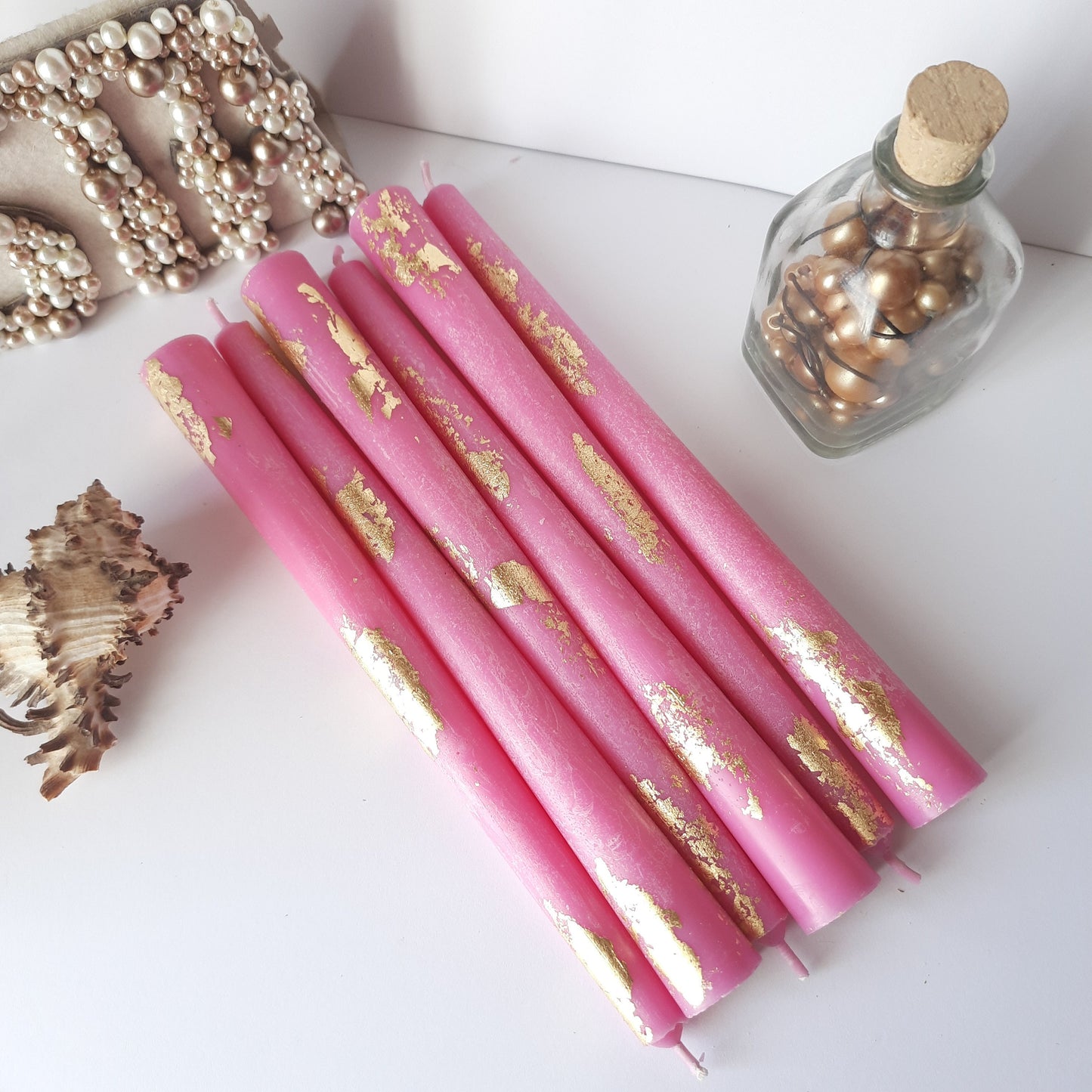Pink Taper candles. Set o 6 decorative candles sticks. Dinner candles 8 1/2" or 11"