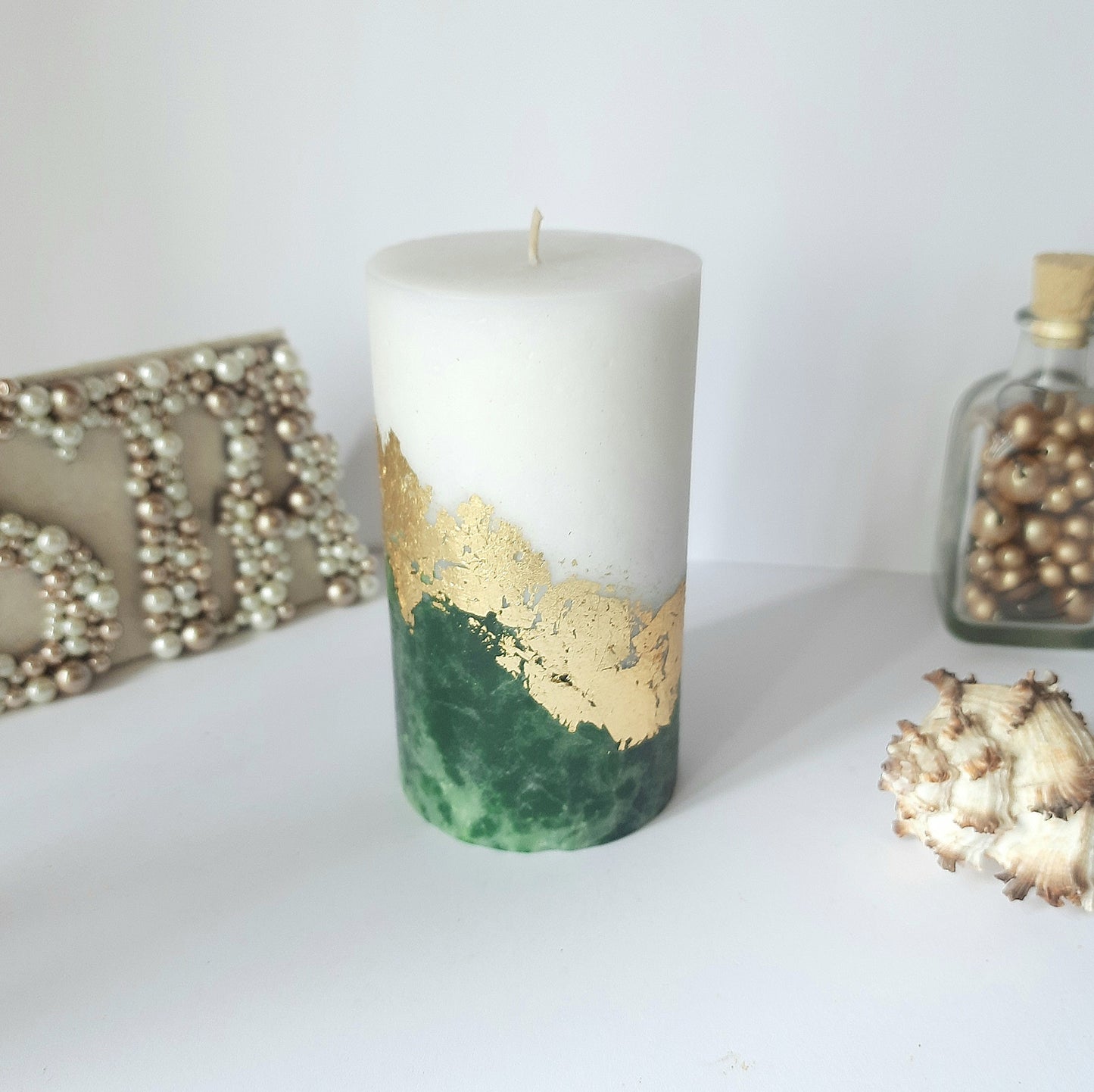 Emerald green pillar candles. Decorative candles for emerald green decor or Christmas gift. Unscented candles. Choose a size