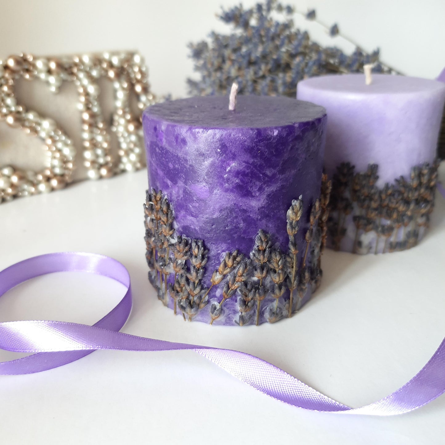 Lavender candle gift, set of 2 scented candles - Purple candles whith essential oil candle - Proprovence gift