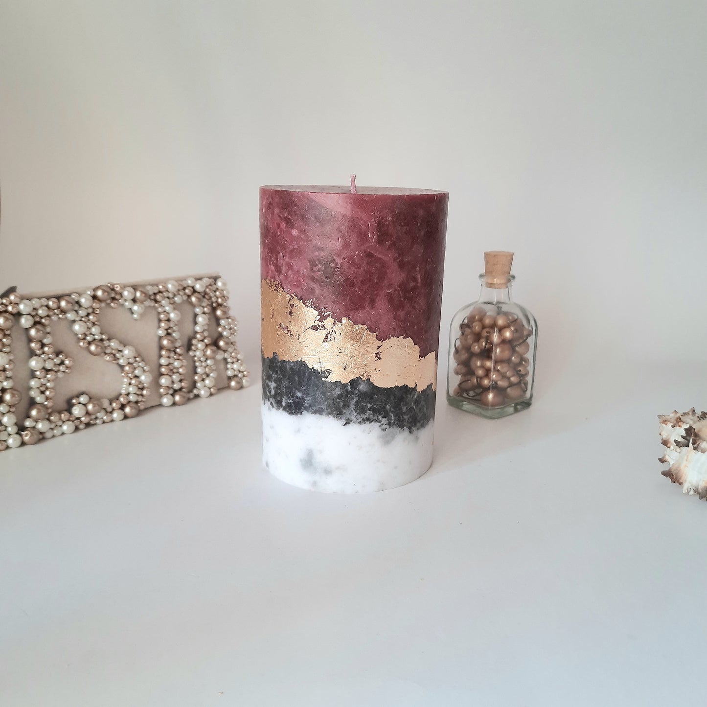 Burgundy Pillar Candles. Decorative candles for burgundy decor or Christmas gift. Unscented candles. Choose a size