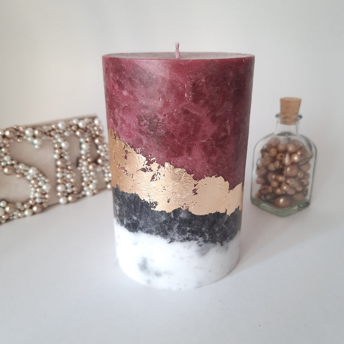 Burgundy Pillar Candles. Decorative candles for burgundy decor or Christmas gift. Unscented candles. Choose a size