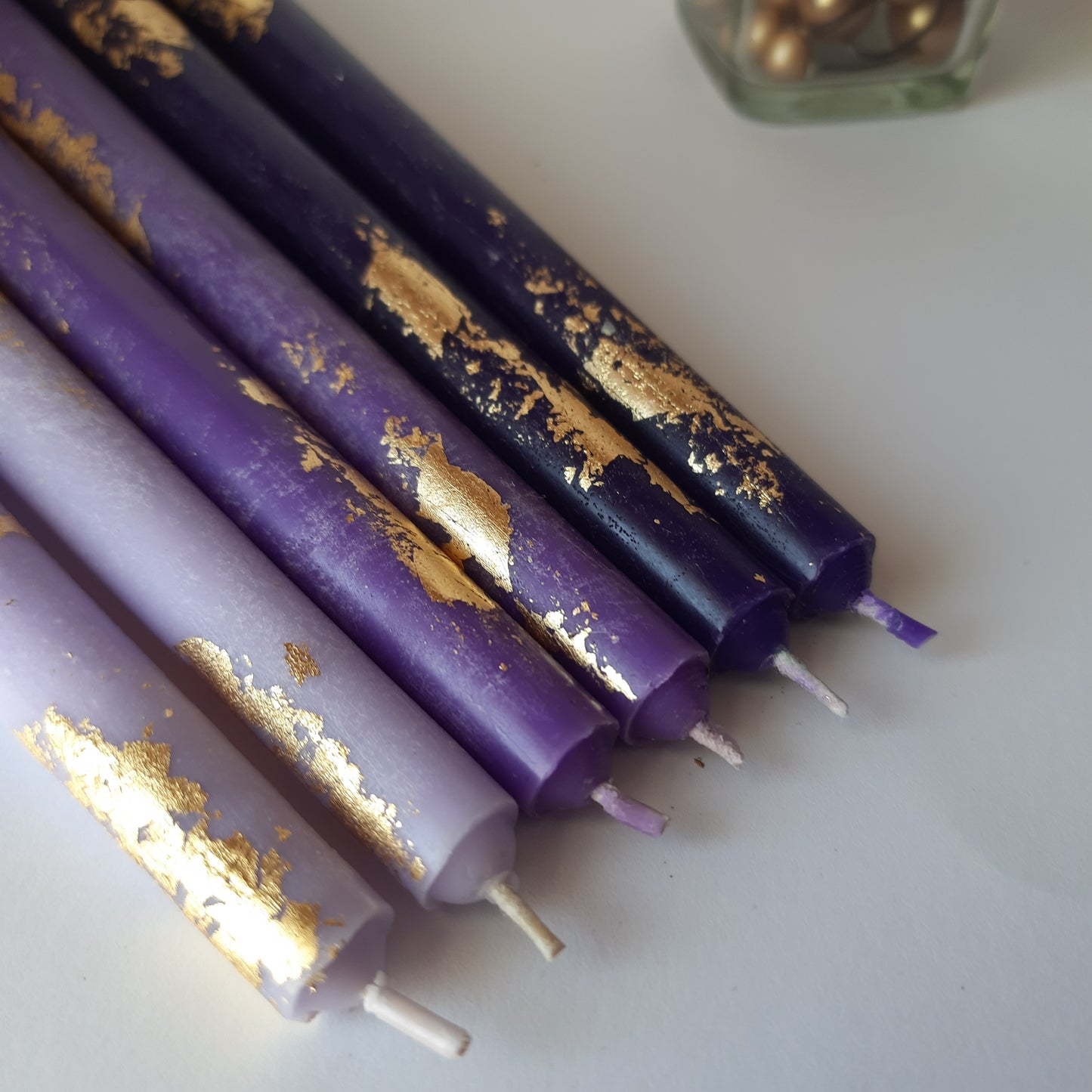 Purple taper candles. Set o 6 decorative candles sticks. Dinner candles 8 1/2" or 11"