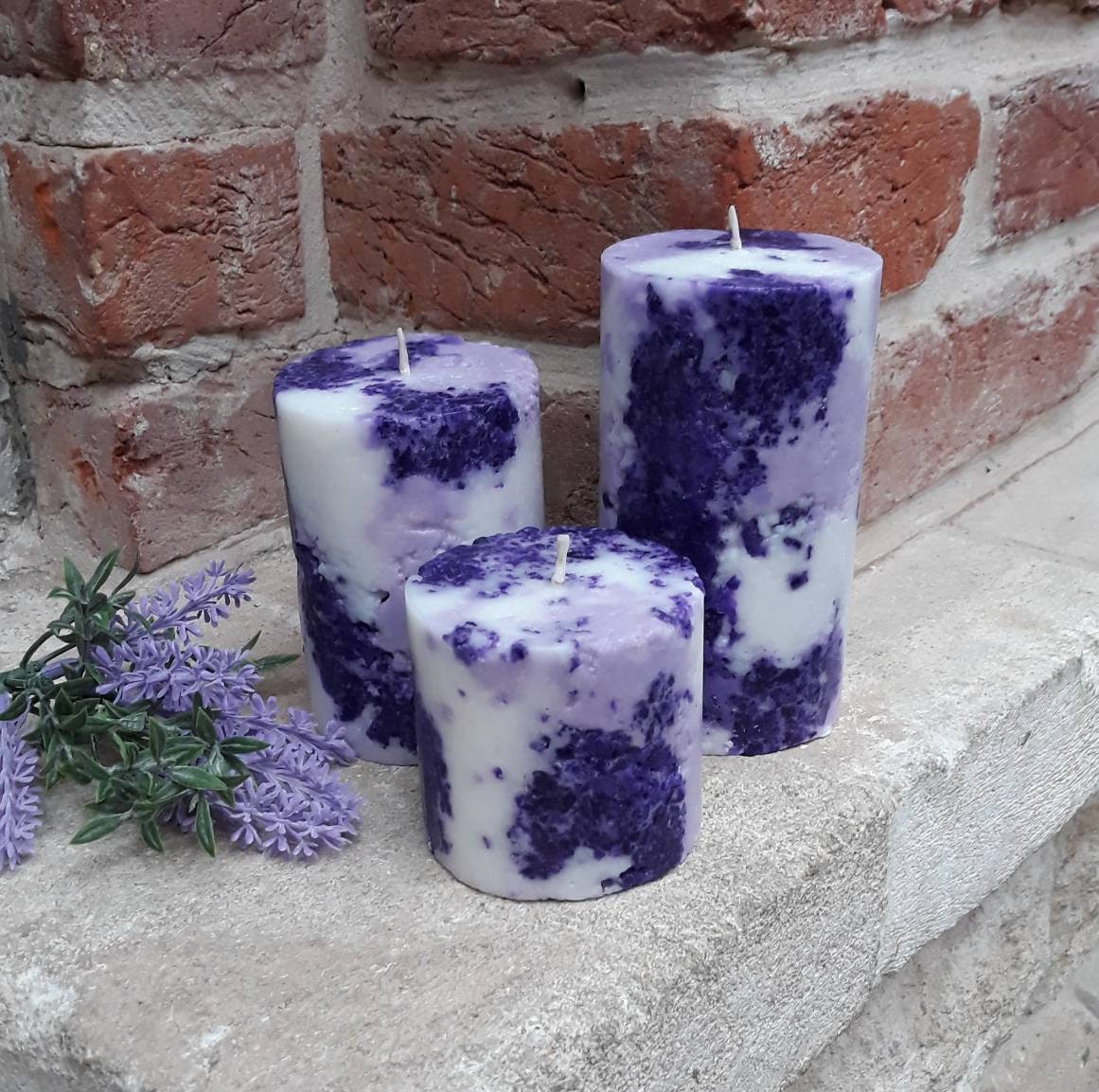 Purple pillar candle. Decorative candle for Purple Decor. Unique candles. Choose the size.