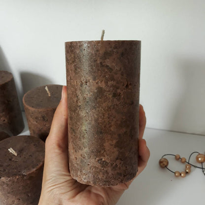 Dark Brown pillar candles. Decorative candles. Designer candles for brown centerpieces.
