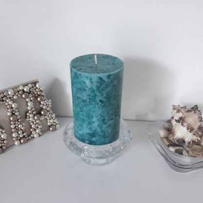Teal Pillar Candle – Handmade Decorative Turquoise Candle, Unique Gift or Home Accent