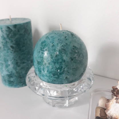 Teal Pillar Candle – Handmade Decorative Turquoise Candle, Unique Gift or Home Accent