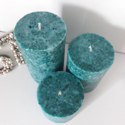 Teal Pillar Candle – Handmade Decorative Turquoise Candle, Unique Gift or Home Accent
