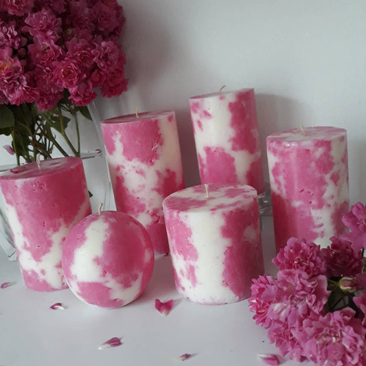 Pink Decorative Candles. Pink Pillar Candles. Pink Room Decor. Unique Candles For Gift