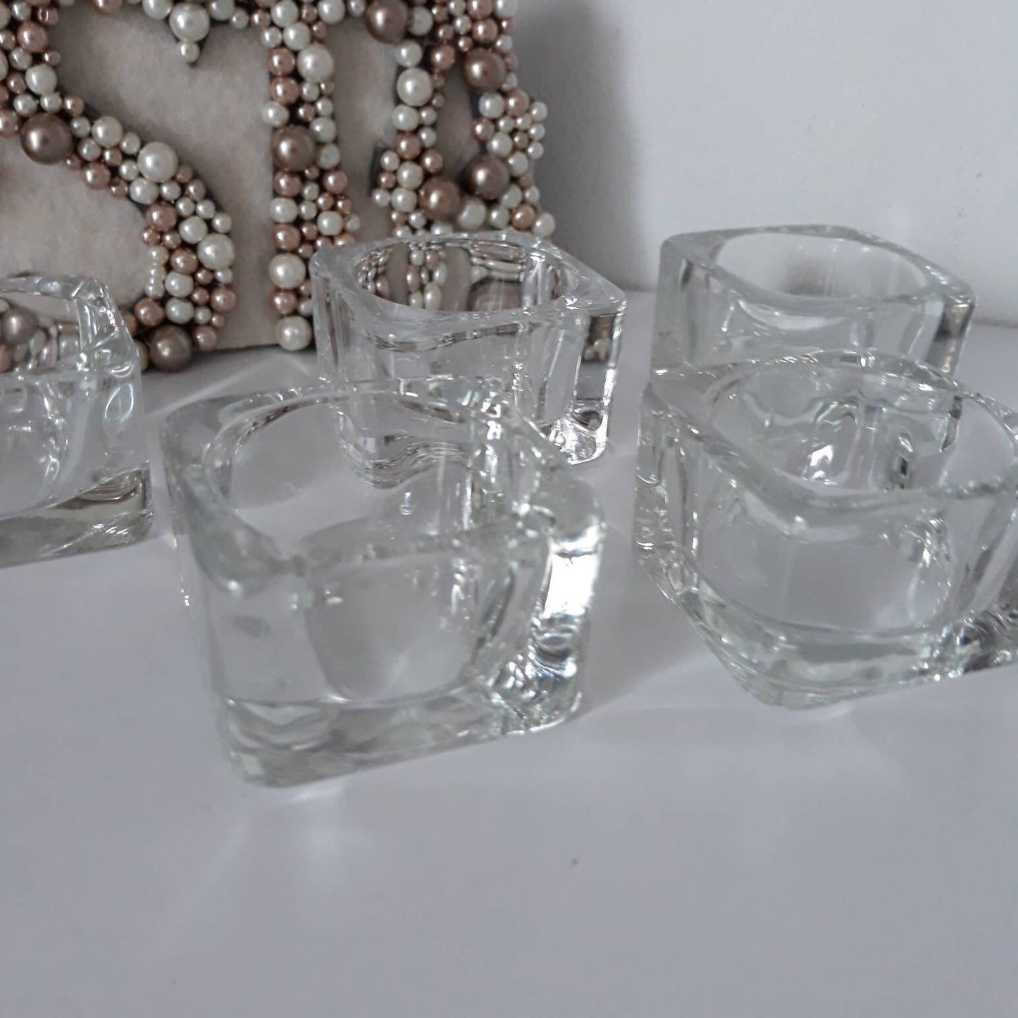 Set of 3 Tea Light Candle Holders - Clear Glass Candle Holders. Reusable