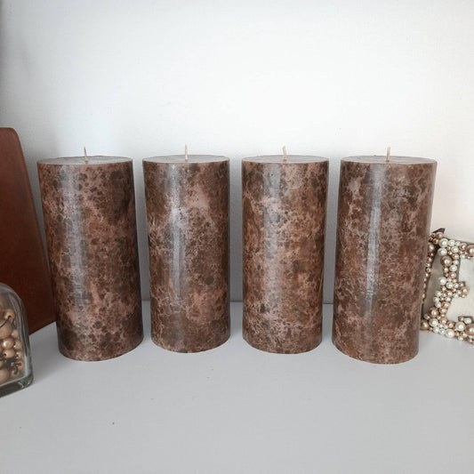 Dark Brown pillar candles. Decorative candles. Designer candles for brown centerpieces.