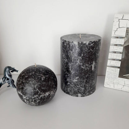 Black pillar candles. Unique decorative candles.