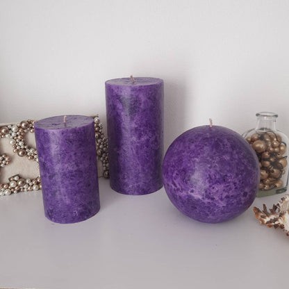 Dark Purple candle. Decorative candle. Pillar candle. Ball candle eggplant color. Choose size