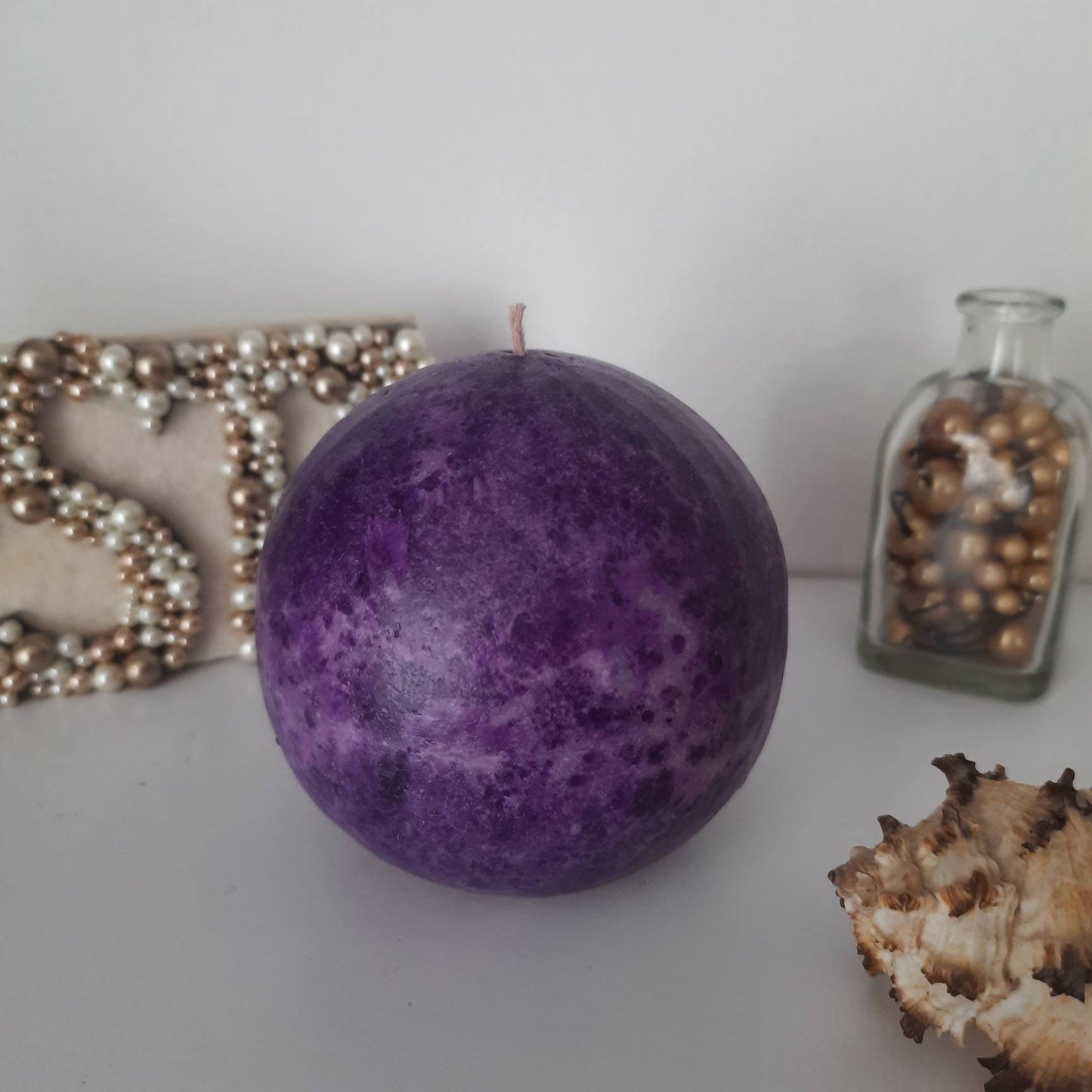 Dark Purple candle. Decorative candle. Pillar candle. Ball candle eggplant color. Choose size