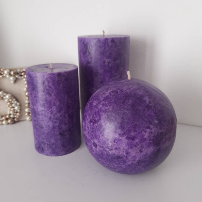 Dark Purple candle. Decorative candle. Pillar candle. Ball candle eggplant color. Choose size