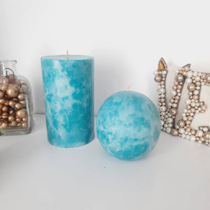 Aqua Pillar Candle – Light Teal Decorative Candle for Summer Vibes, Coastal Decor, or a Fresh Seasonal Gift