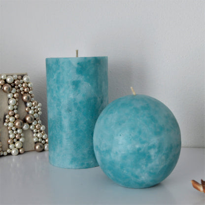 Aqua Pillar Candle – Light Teal Decorative Candle for Summer Vibes, Coastal Decor, or a Fresh Seasonal Gift