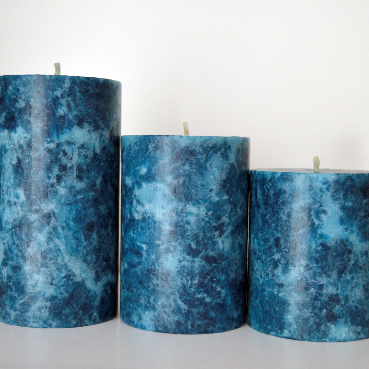 Navy blue pillar candles Unique  midnight blue candles for decor and gift.