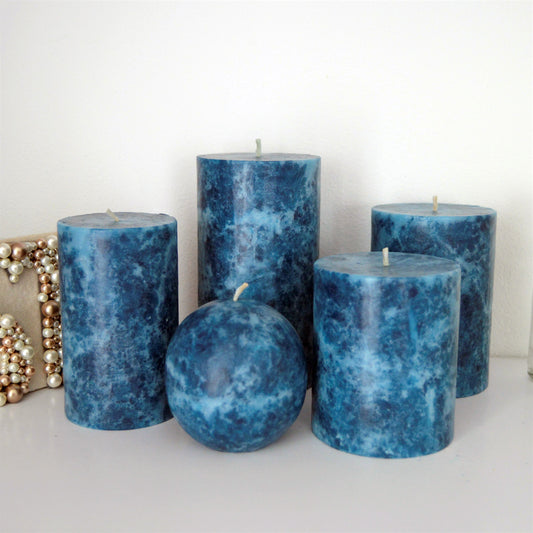 Navy blue pillar candles Unique  midnight blue candles for decor and gift.