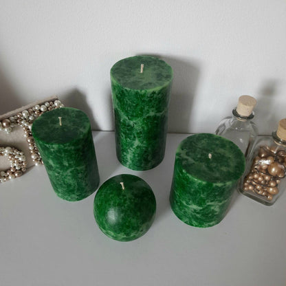 Emerald green pillar candles. Unique candles for emerald green decor. Dark green candle. Christmas candles
