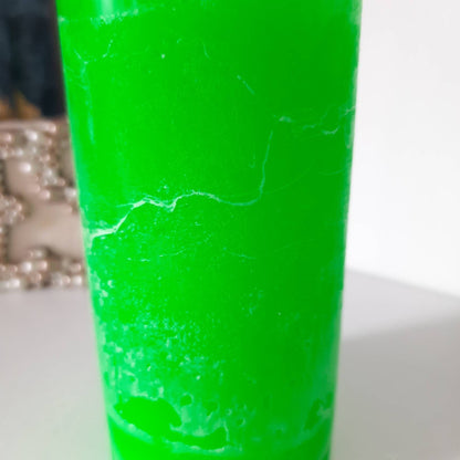 Neon green decor. Hot green candle. Rustic decorative candles. Green pillar candles Rustic candles. Unscented. Choose the size.