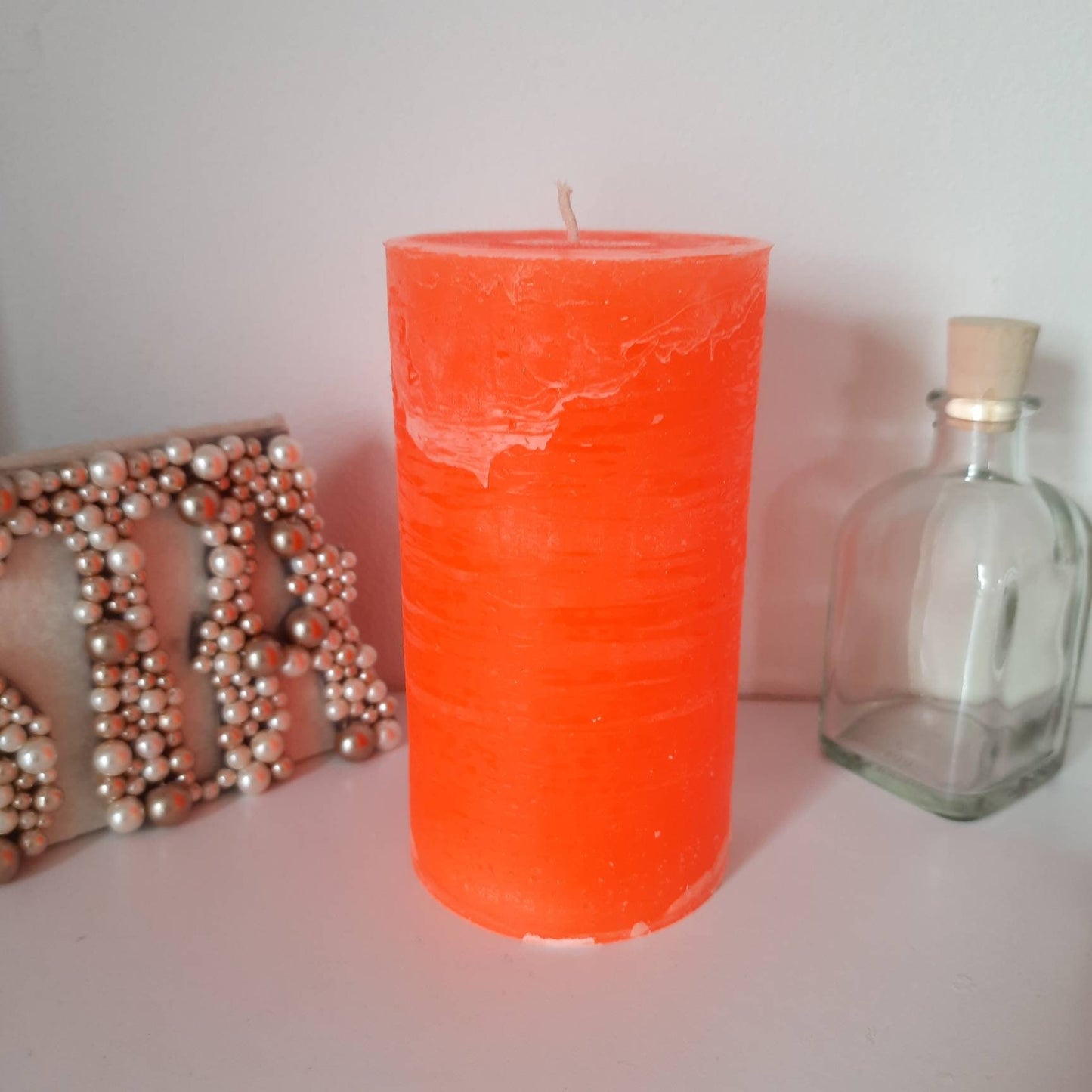 Neon home decor. Neon pillar candles.Hot green pink orange yellow candle.  Coquette room decor. Rustic decorative candles. Choose the size.