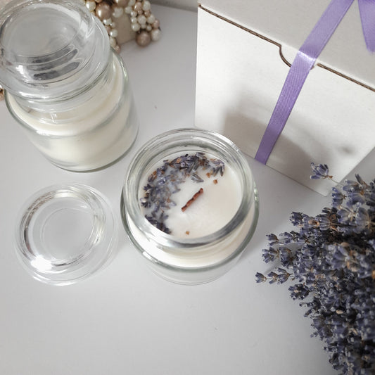 Lavender candle, soy wax candle, candles in jar.  Scented jar candle with lavender essential oil. Candle gift