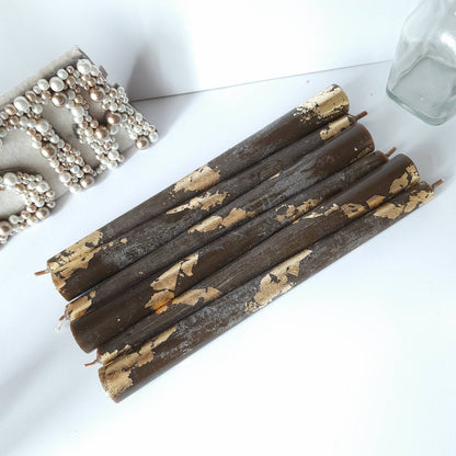 Brown Taper candles. Set o 6 decorative candles sticks. Dinner candles 8 1/2" or 11"