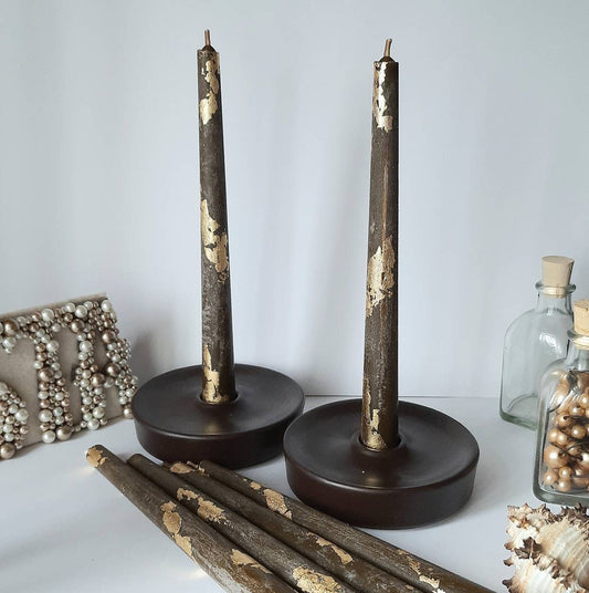 Brown Taper candles. Set o 6 decorative candles sticks. Dinner candles 8 1/2" or 11"