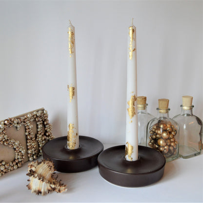 Black white gray taper candles. Set o 6 decorative candles sticks.  Dinner candles 8 1/2" or 11"