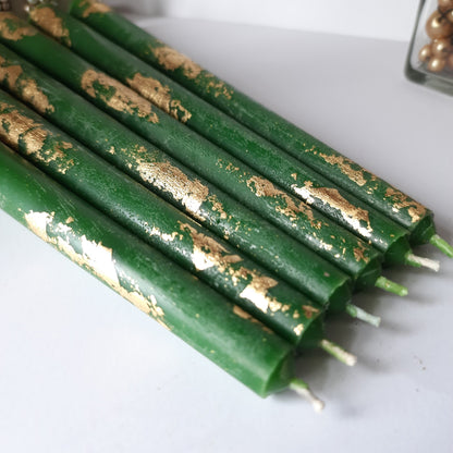 Emerald green Taper candles. Set o 6 decorative candles sticks.  Dinner candles 8 1/2" or 11"