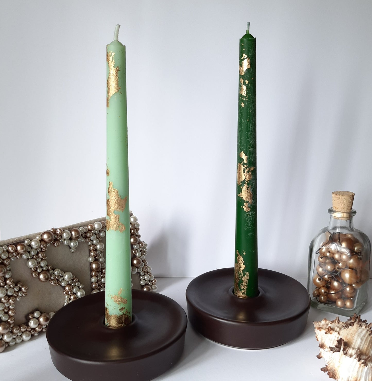 Emerald green Taper candles. Set o 6 decorative candles sticks.  Dinner candles 8 1/2" or 11"