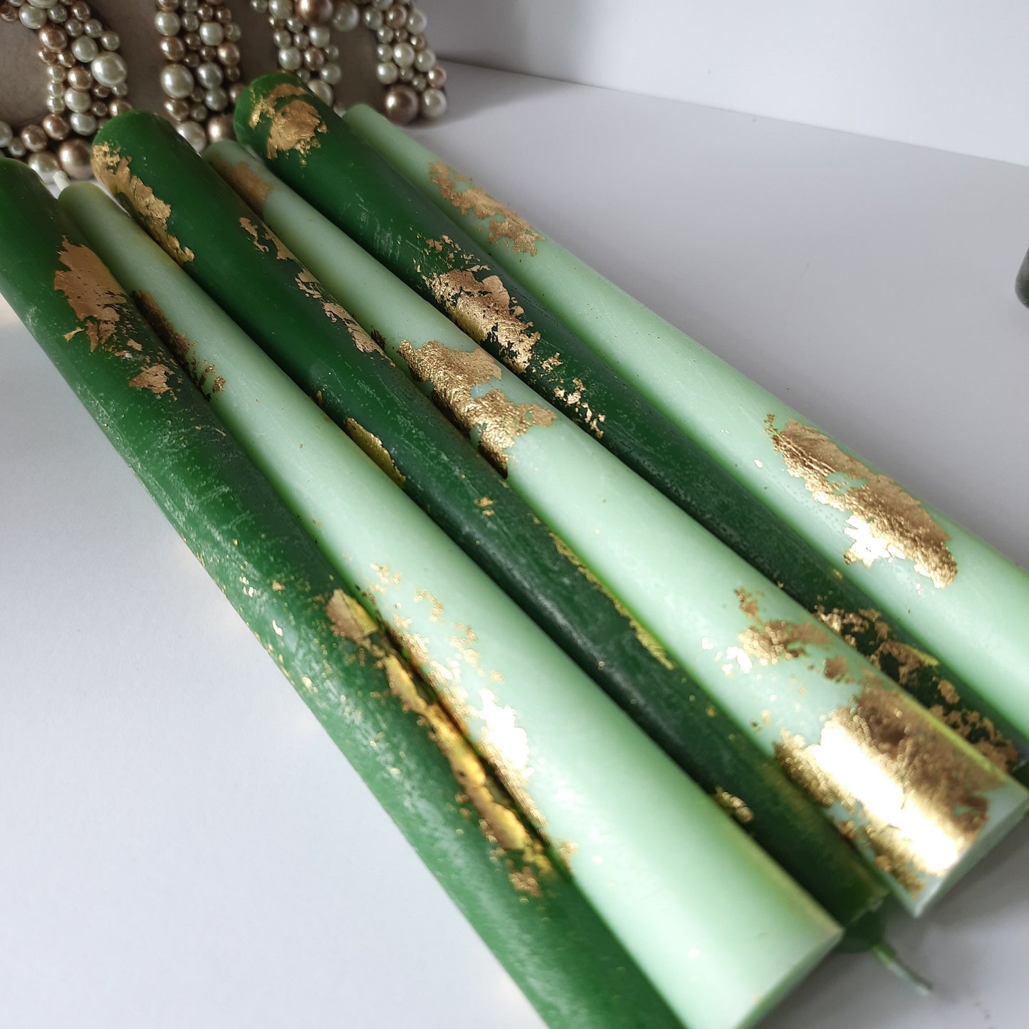 Emerald green Taper candles. Set o 6 decorative candles sticks.  Dinner candles 8 1/2" or 11"