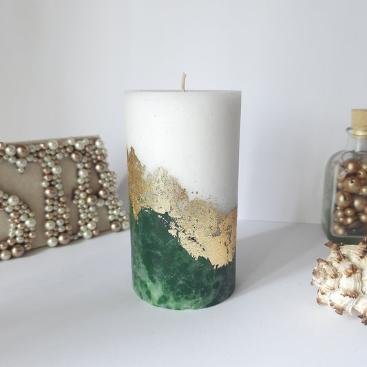 Emerald green pillar candles. Decorative candles for emerald green decor or Christmas gift. Unscented candles. Choose a size