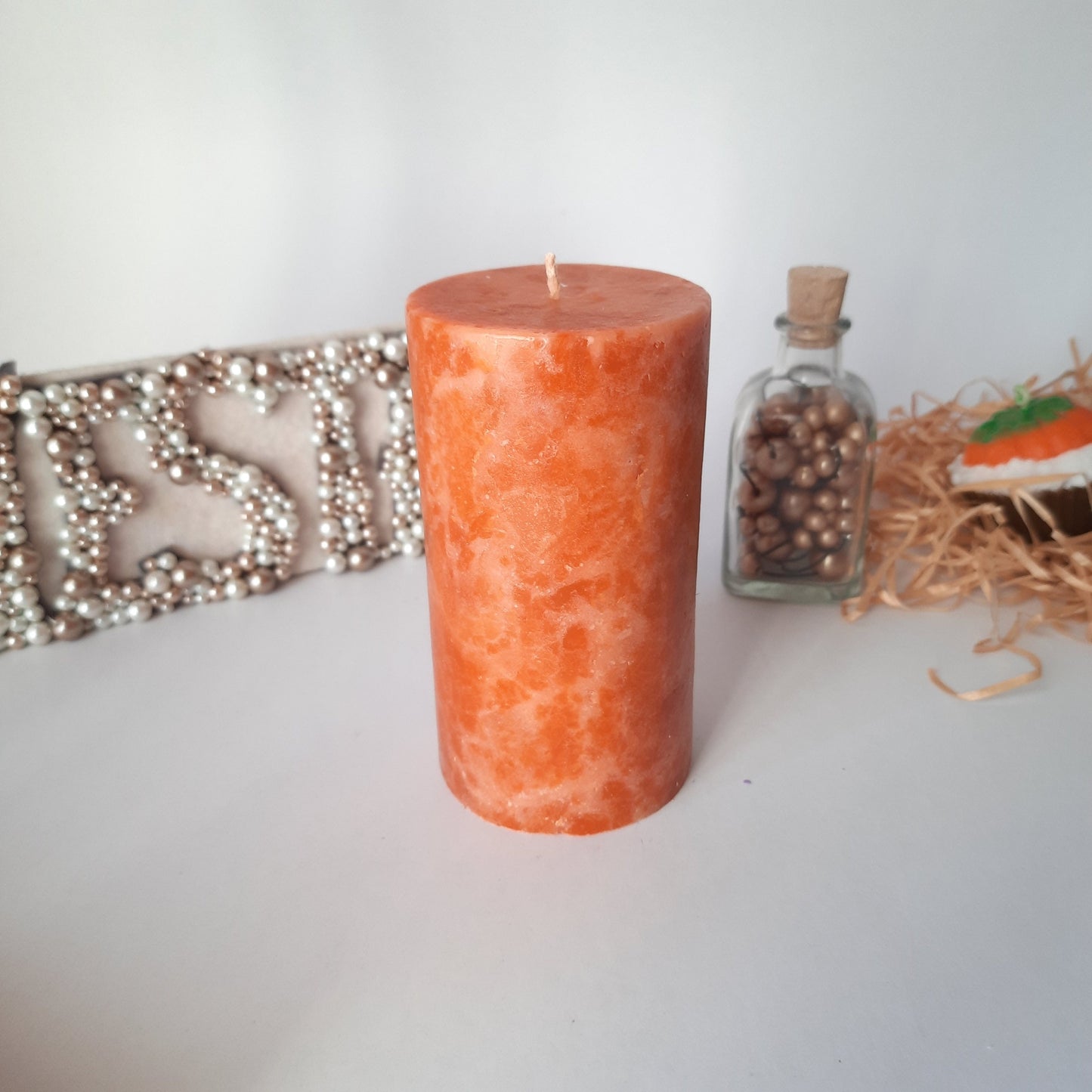 Orange Pillar Candles. Fall candles. Decorative candles for fall centerpiece. Unscented candles. Choose the size.