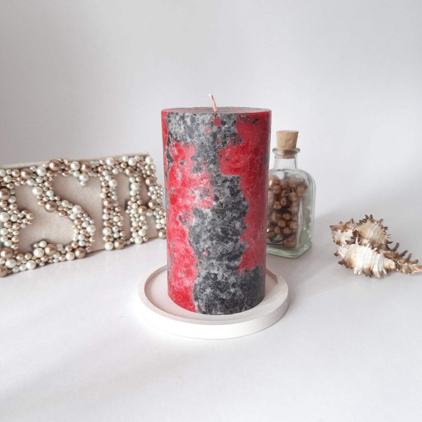 Black And Red Pillar Candles. Decorative candles. Halloween Candles. Goth Vampire Decor. Goth candles. Choose the size.