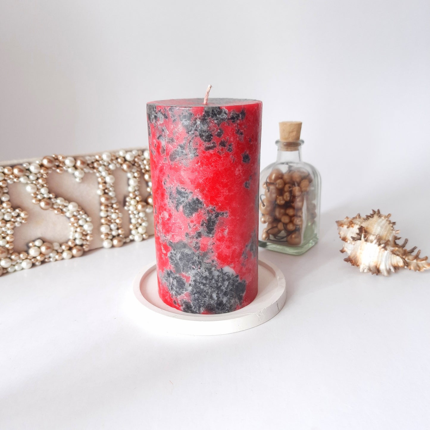 Black And Red Pillar Candles. Decorative candles. Halloween Candles. Goth Vampire Decor. Goth candles. Choose the size.