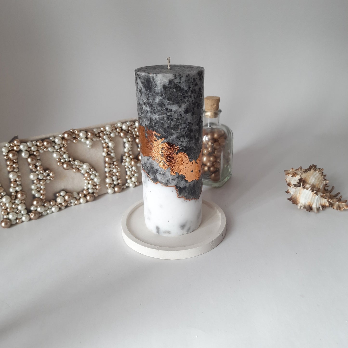 Black Copper  Pillar Candles. Decorative candles for Black Rose Gold decor or candle gift. Unscented candles. Choose a size