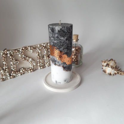 Black Copper  Pillar Candles. Decorative candles for Black Rose Gold decor or candle gift. Unscented candles. Choose a size