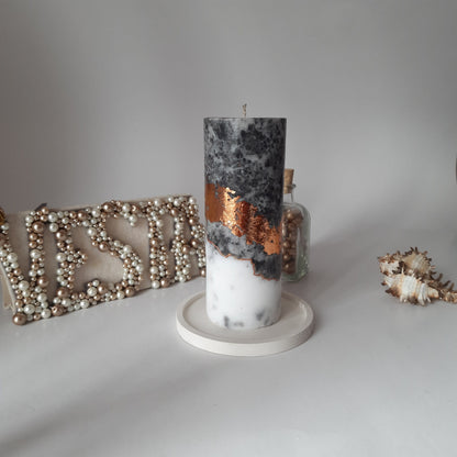 Black Copper  Pillar Candles. Decorative candles for Black Rose Gold decor or candle gift. Unscented candles. Choose a size