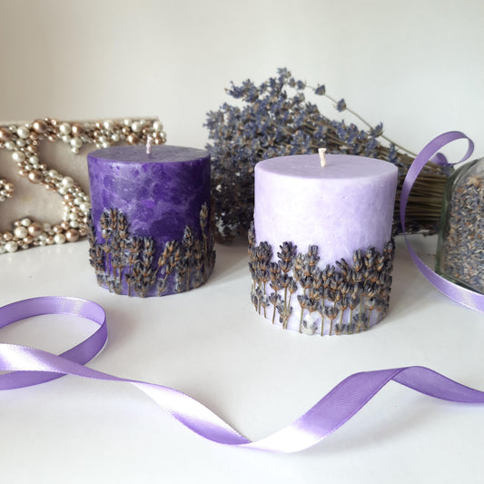 Lavender candle gift, set of 2 scented candles - Purple candles whith essential oil candle - Proprovence gift