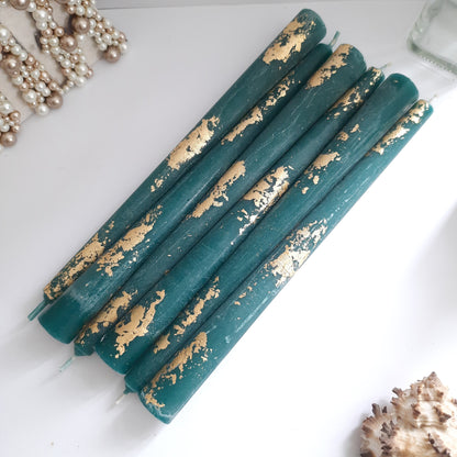 Teal Taper candles. Set o 6 decorative candles sticks. Dinner candles 8 1/2" or 11"