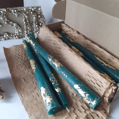 Teal Taper candles. Set o 6 decorative candles sticks. Dinner candles 8 1/2" or 11"