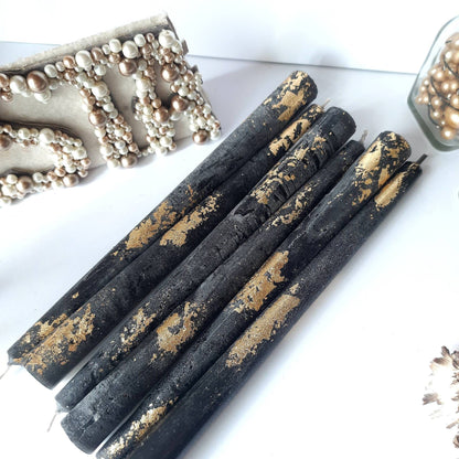 Black Taper candles. Set o 6 decorative candles sticks.  Dinner candles 8 1/2" or 11"