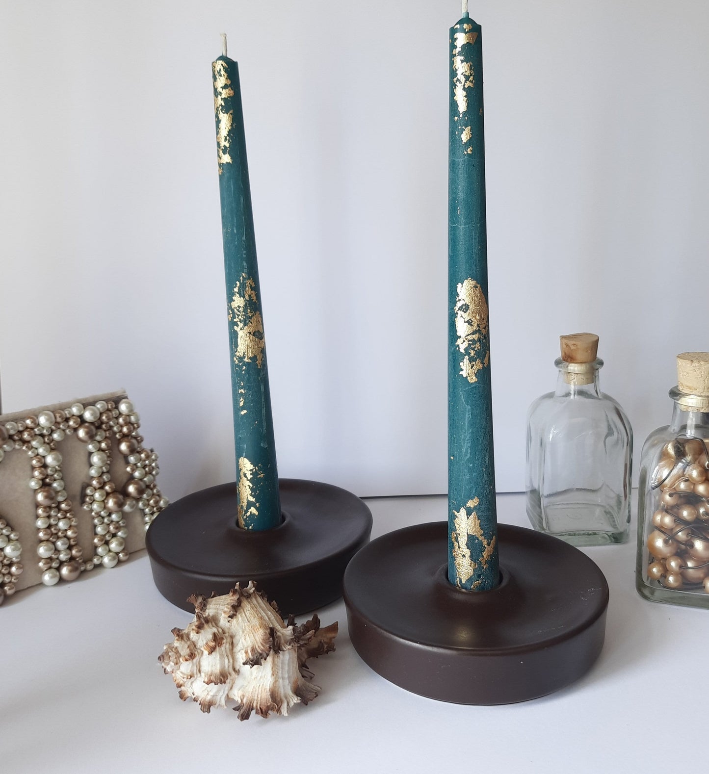 Teal Taper candles. Set o 6 decorative candles sticks. Dinner candles 8 1/2" or 11"